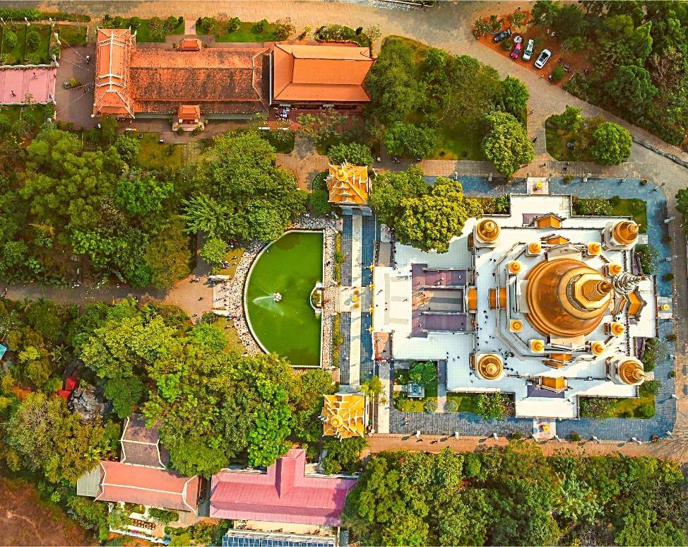 Hình ảnh chùa Bửu Long quận 9 nhìn từ trên cao