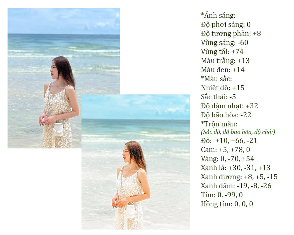 công thức chỉnh màu lightroom tone xanh dương